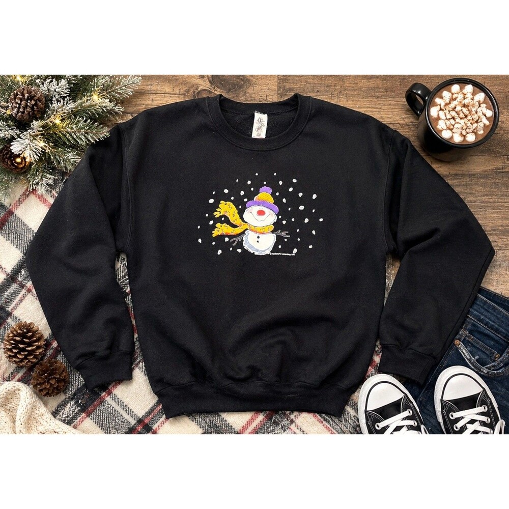 Vtg Hallmark Christmas Sweater Sweatshirt Holiday size Large Snowman festive